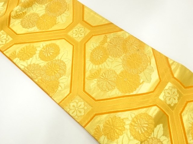 JAPANESE KIMONO / ANTIQUE FUKURO OBI / SILK / WOVEN SHOKKO & KIKU